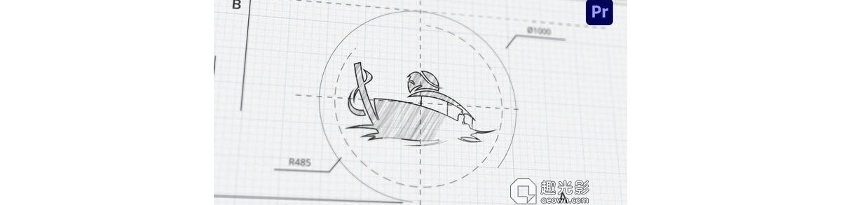 草图绘图LOGO动画展示建筑公司宣传视频片头-PR模板 Technical Sketch Logo for Premiere Pro