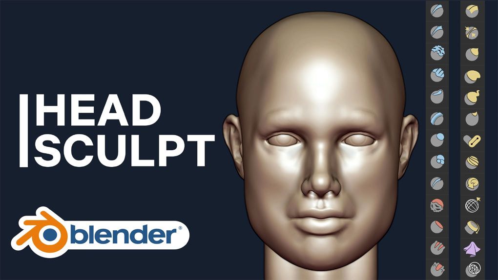 Blender人物头部数字雕刻技术训练视频教程 Sculpting Human Head In Blender For BeginnersBlender,Blender教程 - 趣光影 www.aeown.com