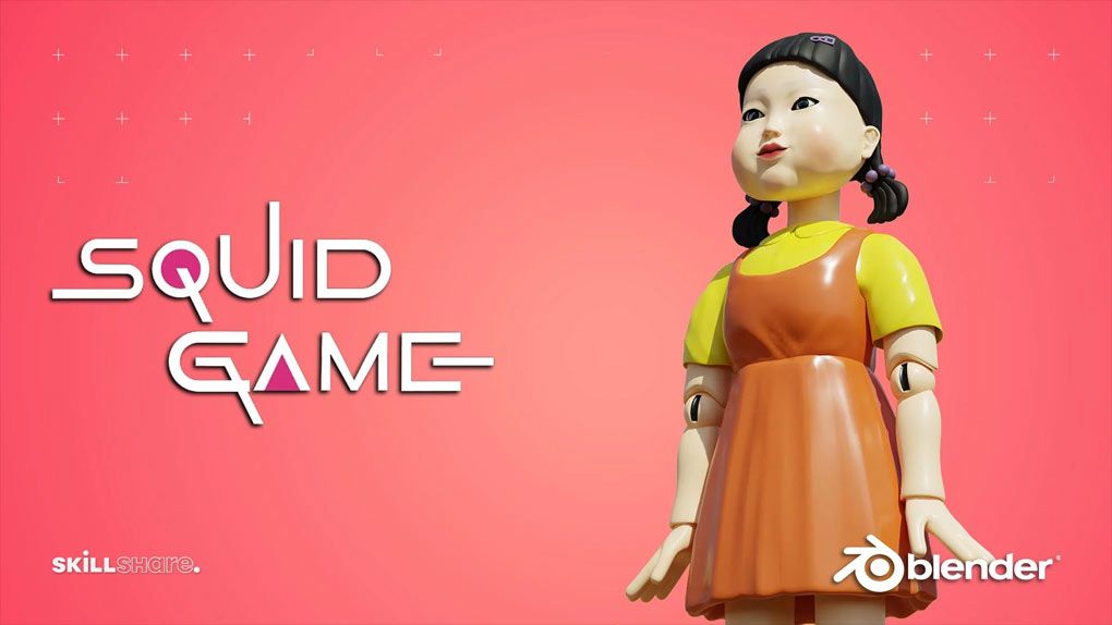 Blender影视《鱿鱼游戏》杀手娃娃模型实例制作视频教程 How To Create The -Killer Doll- From Squid Game In BlenderBlender,Blender教程 - 趣光影 www.aeown.com