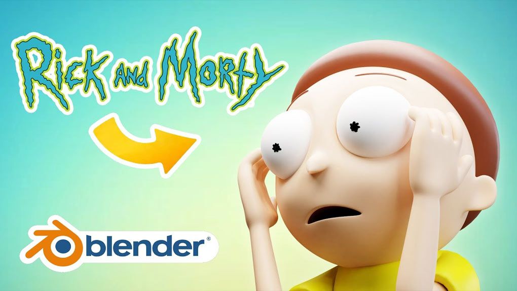 Blender制作瑞克和莫蒂卡通角色全流程视频教程 中文字幕 Learn How to Create 3D Rick And Morty CharacterBlender,Blender教程 - 趣光影 www.aeown.com