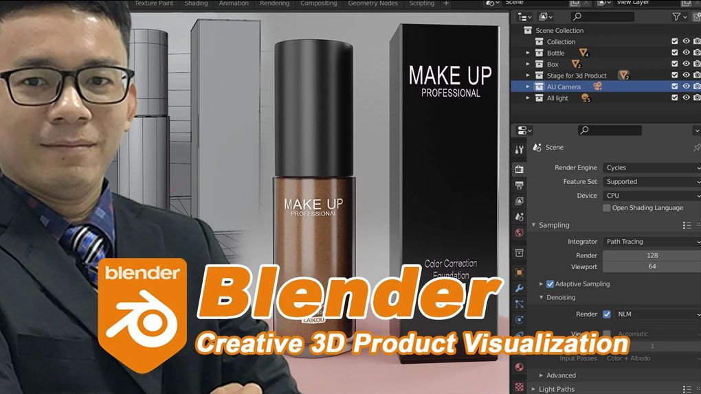 Blender化妆品创意可视化3D技术训练视频教程 blender Tutorial Creative 3D Product VisualizationBlender,Blender教程 - 趣光影 www.aeown.com