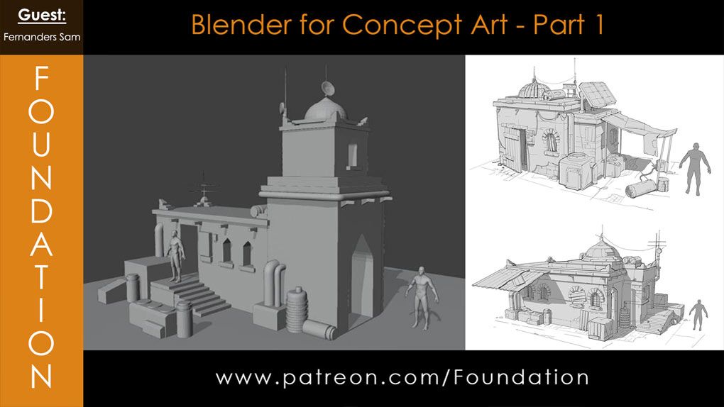 Blender概念艺术场景制作与数字绘画技术视频教程 Foundation Art Group - Blender for Concept Art Part 1 with Fernanders SamBlender,Blender教程 - 趣光影 www.aeown.com
