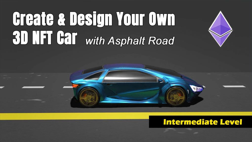 Blender汽车沥青路实例制作训练视频教程 中文字幕 Create &amp; Design Your 3D NFT Car | With Asphalt RoadBlender,Blender教程 - 趣光影 www.aeown.com