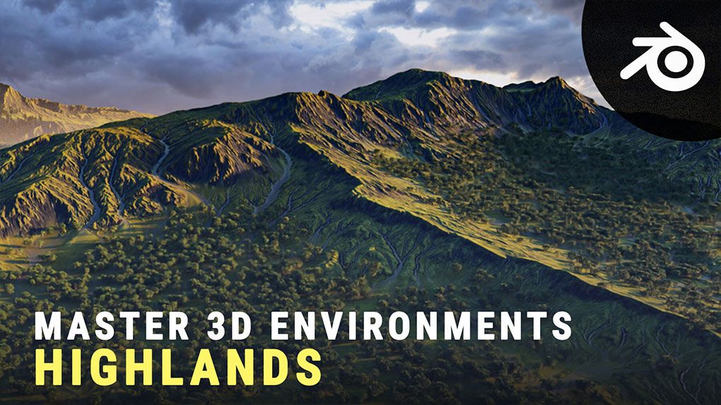 Blender逼真山丘地形场景制作流程视频教程 Create Realistic Highlands in BlenderBlender,Blender教程,从0开始学Blender - 趣光影 www.aeown.com