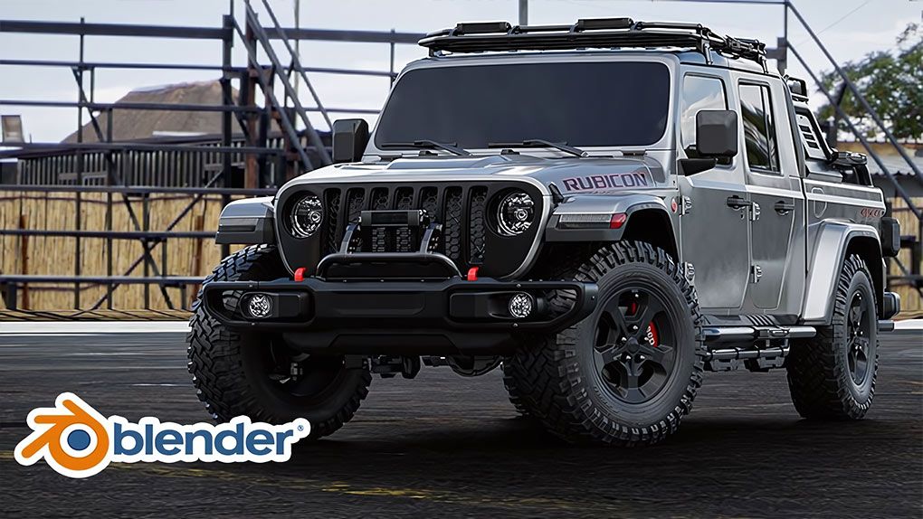 Blender逼真吉普车完整制作流程视频教程 BLENDER: Creating Jeep Gladiator Rubicon from A to ZBlender,Blender教程,从0开始学Blender - 趣光影 www.aeown.com