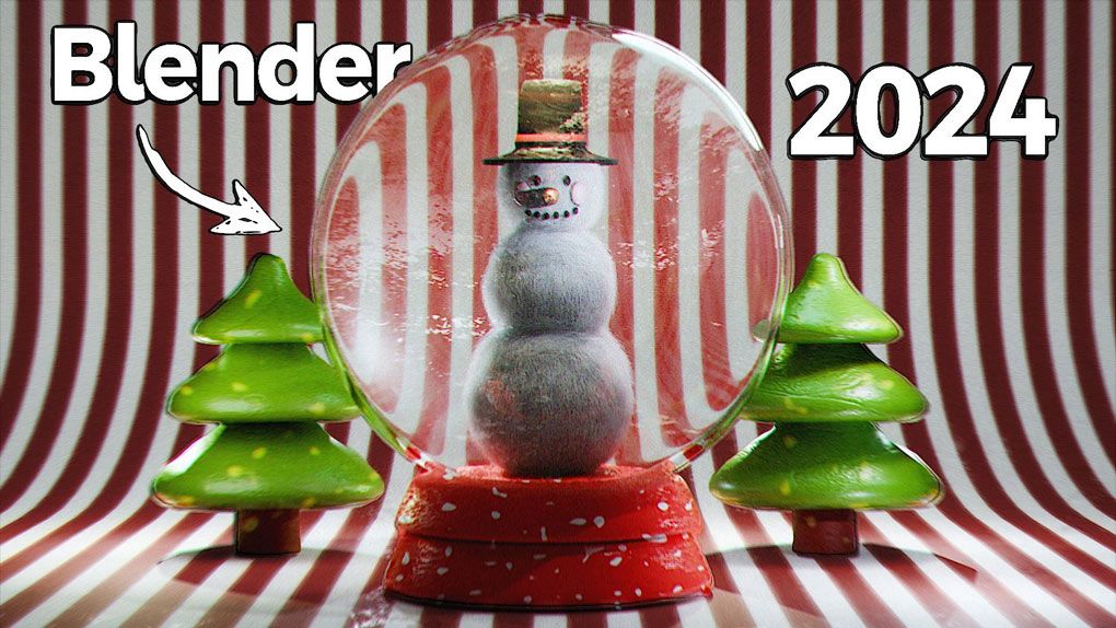 Blender毛绒雪人实例制作流程视频教程 Create Realistic Holiday Terrarium in 3D BlenderBlender,Blender教程,从0开始学Blender - 趣光影 www.aeown.com