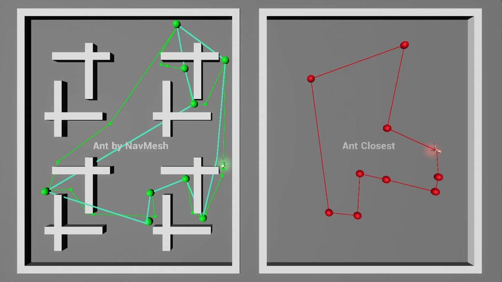 寻找最佳路径蚁群优化算法Unreal Engine游戏素材资源 Ant Colony Optimisation AlgorithmUE5资源,UE游戏素材,虚幻引擎5,unreal资源,unreal游戏素材 - 趣光影 www.aeown.com