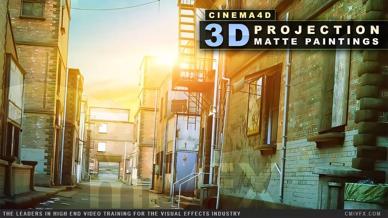 C4D二维转3D化数字绘景视频教程 cmiVFX Cinema 4D 3D Projection Matte Paintings - 趣光影 www.aeown.com