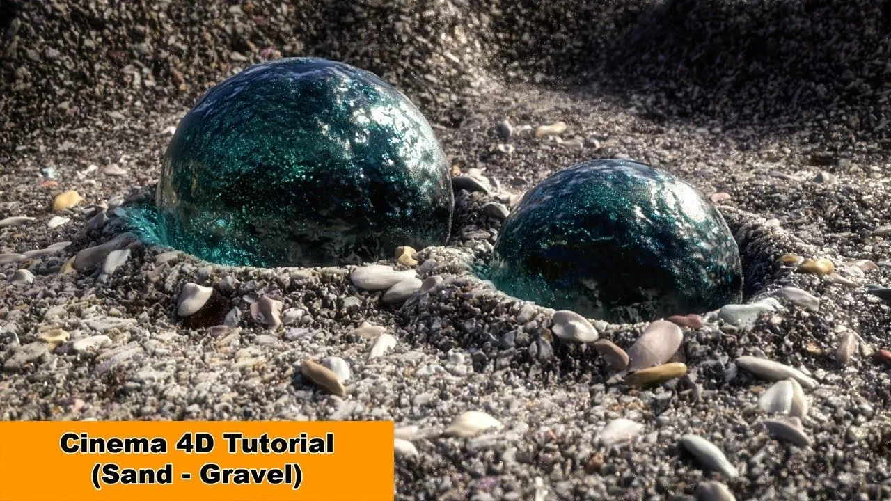 C4D砂砾坑中的水晶球制作视频教程 Sand - Gravel Cinema 4D Tutorial - 趣光影 www.aeown.com