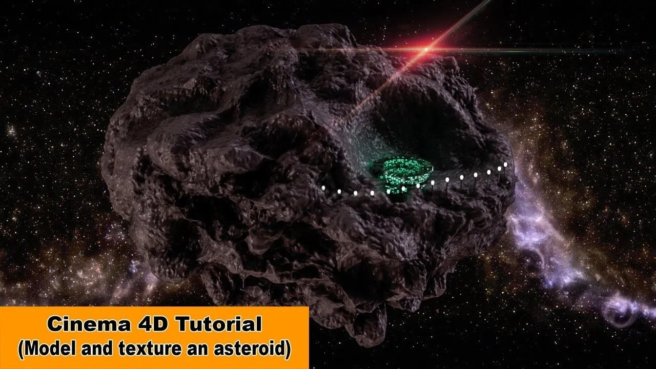 C4D小行星建模建模材质渲染视频教程 Asteroid modeling Cinema 4D Tutorial - 趣光影 www.aeown.com