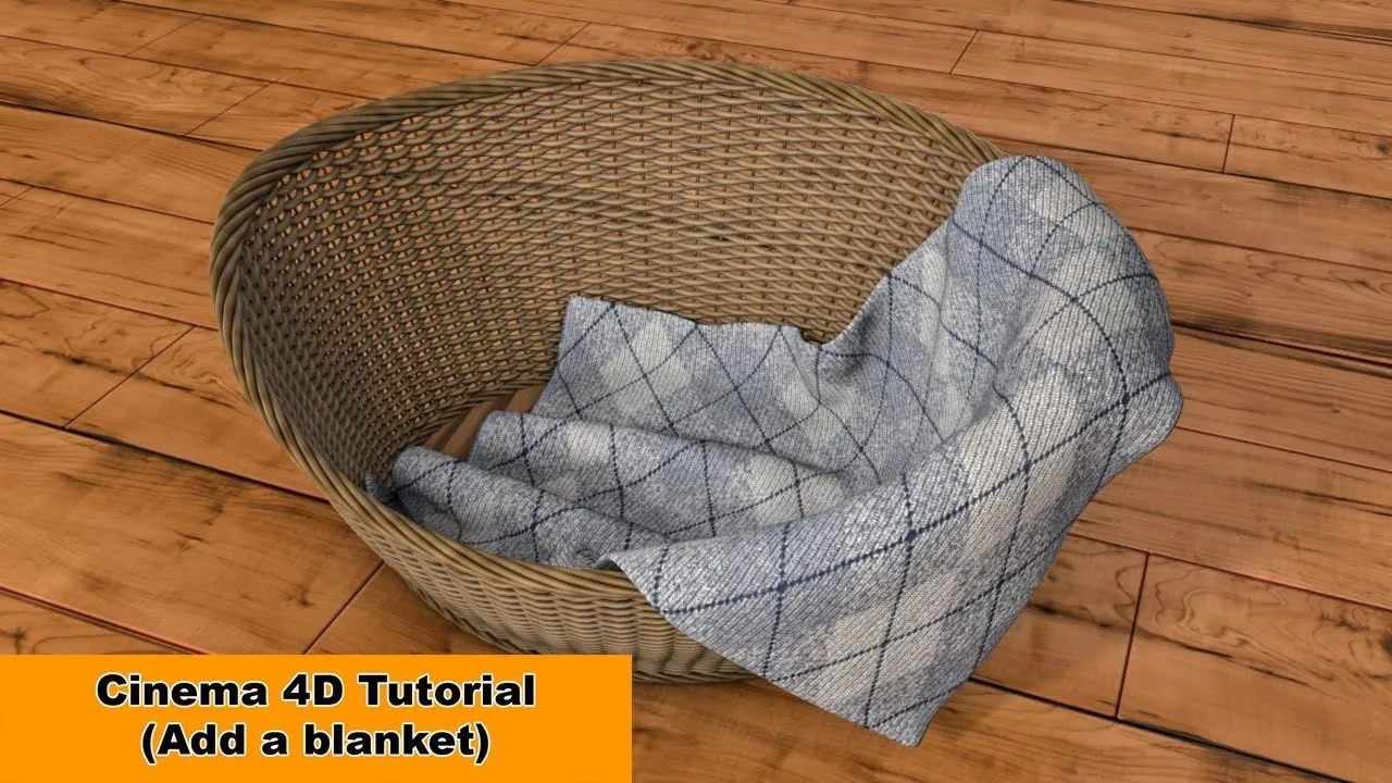 C4D竹篮毯子建模材质渲染视频教程 Add a blanket to our basket Cinema 4D TutorialC4D入门,C4D基础教程,C4D教程,C4D自学课程,Cinema 4D - 趣光影 www.aeown.com