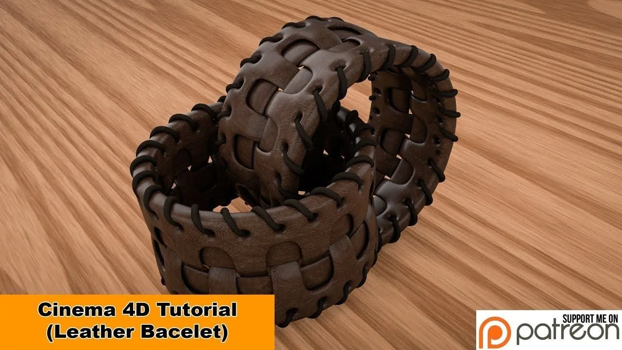 C4D皮革手环腰带建模材质渲染视频教程 Leather Bracelet Cinema 4D Tutorial - 趣光影 www.aeown.com