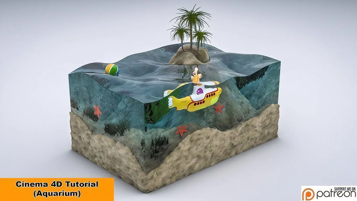 C4D海洋馆建模材质渲染视频教程 Aquarium Tutorial Cinema 4D Tutorial - 趣光影 www.aeown.com