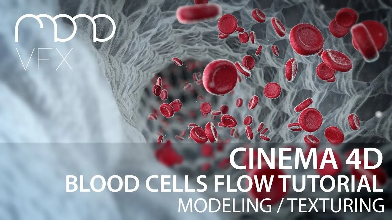 C4D血细胞流动特效动画视频教程 Blood cells flow Cinema 4D Tutorial - 趣光影 www.aeown.com