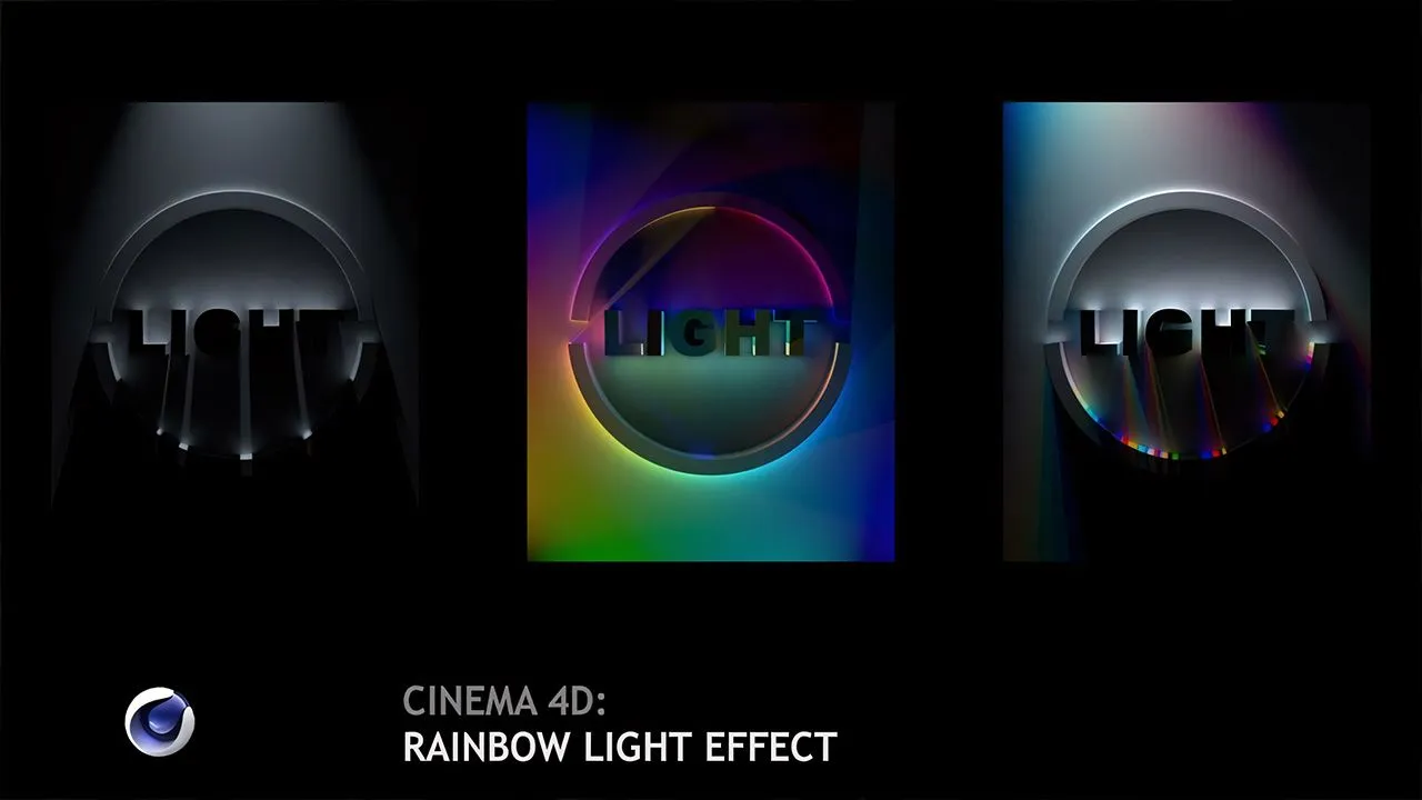 C4D彩虹灯光特效实例制作训练视频教程 Cinema 4D: Rainbow Light Effect Splitting - 趣光影 www.aeown.com