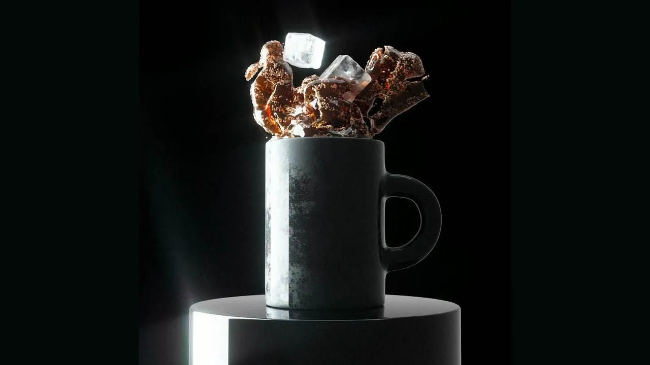 C4D冰咖啡飞溅效果场景视频教程 Creating Coffee Splashes Using Zero Dynamics - 趣光影 www.aeown.com