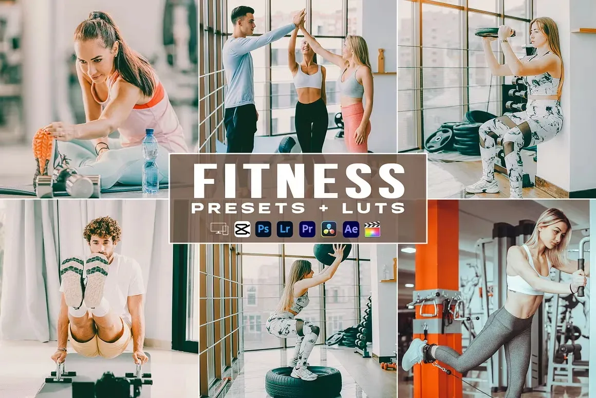 4款明亮健康日常健身运动照片摄影调色预设 Fitness Luts Video Premiere Pro - 趣光影 www.aeown.com