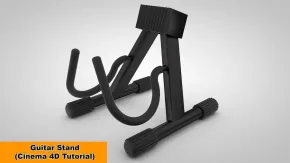 C4D吉他支架建模材质渲染视频教程 Guitar Stand Cinema 4D Tutorial