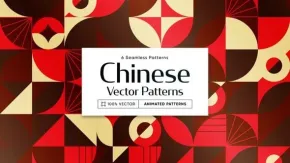 中国风格图形设计图案背景动画视频6组-AE模板 Chinese Animated Background Patterns