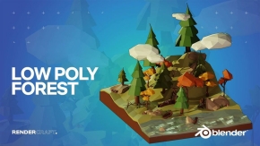 Blender低多边形森林植物模型实例制作视频教程 中文字幕 Create a Stunning Low-Poly Forest In Blender