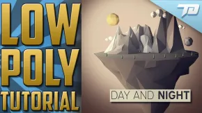 C4D低面体风格山体制作视频教程 Low Poly Floating Island Cinema 4D Tutorial