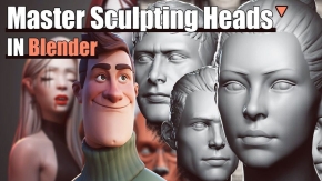 Blender人物头部数字雕刻大师班视频教程 Master Sculpting Heads - 3D Blender