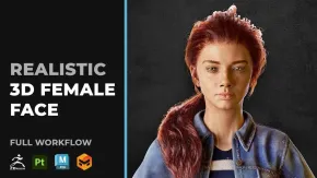 ZBrush逼真3D女性面孔雕刻建模渲染制作视频教程