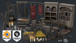 Blender与UE地下城游戏道具制作流程视频教程 Blender to Unreal Engine Become a Dungeon Prop Artist