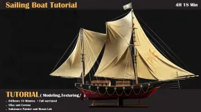 帆船建模纹理渲染完整制作流程视频教程 Sailing Boat Tutorial ( Modeling, Texturing, Lighting)