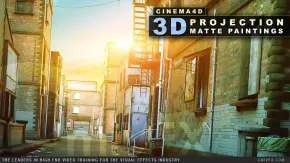 C4D二维转3D化数字绘景视频教程 cmiVFX Cinema 4D 3D Projection Matte Paintings