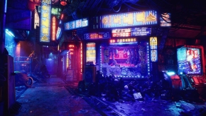 赛博朋克未来城市环境场景Unreal游戏素材 Butcher's Alley Palmetro Future City