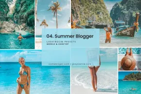 10款清凉夏日热带阳光海滩旅拍摄影后期调色Lightroom预设 04. Summer Blogger – Presets