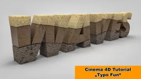 C4D岩石断层文字建模材质渲染视频教程 Typo Fun Cinema 4D Tutorial