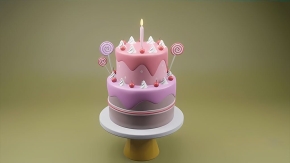 Blender生日蛋糕场景完整实例制作训练视频教程 Learn Blender 3D by Creating Birthday Cake