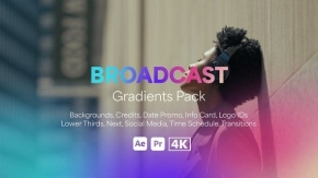 时尚渐变画面效果视频广播电视节目包装下载-AE与PR模板 Broadcast Gradients Pack