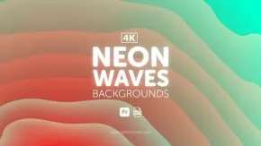 霓虹灯双色调渐变线条动画波浪背景元素下载-PR模板 Neon Waves Backgrounds for Premiere Pro