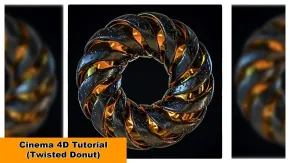 C4D面包甜甜圈建模材质渲染视频教程 Twisted Donut Cinema 4D Tutorial