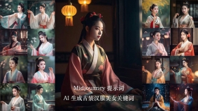 Midjourney关键词-AI生成中国风古装汉服美女人像提示关键词