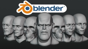 Blender头部面部数字雕刻技术训练视频教程 A Noob's guide to sculpting heads - Course - Fast lane